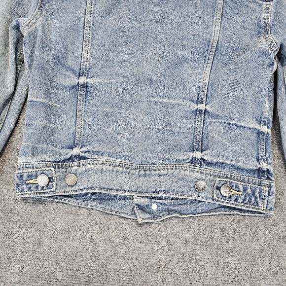 Free People Womens Size 2 Trucker Denim Patchwork Jacket We The Free Hippie Boho - Picture 8 of 16